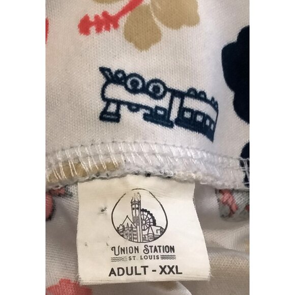 Union Station St. Louis XXL Shirt Hawaiian Button-Up Retro Floral Train Print - Picture 7 of 9